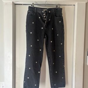 PacSun Black Jeans with White Flower Patterns